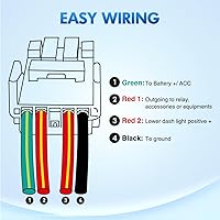 Vista 7 de Nilight Interruptor de botón pulsador para luces AUX 12V ENCENDIDO Apagado con kit de cable conector 1.28" x 0.87" de reemplazo para Toyota Sequoia