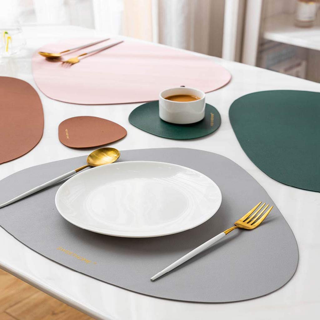 6er-Set Platzsets, hitzebeständige und fleckenabweisende PU-Platzsets, Tischsets für Thanksgiving, Weihnachten und Partys, Western-Essgeschirr, Grau (Blau)