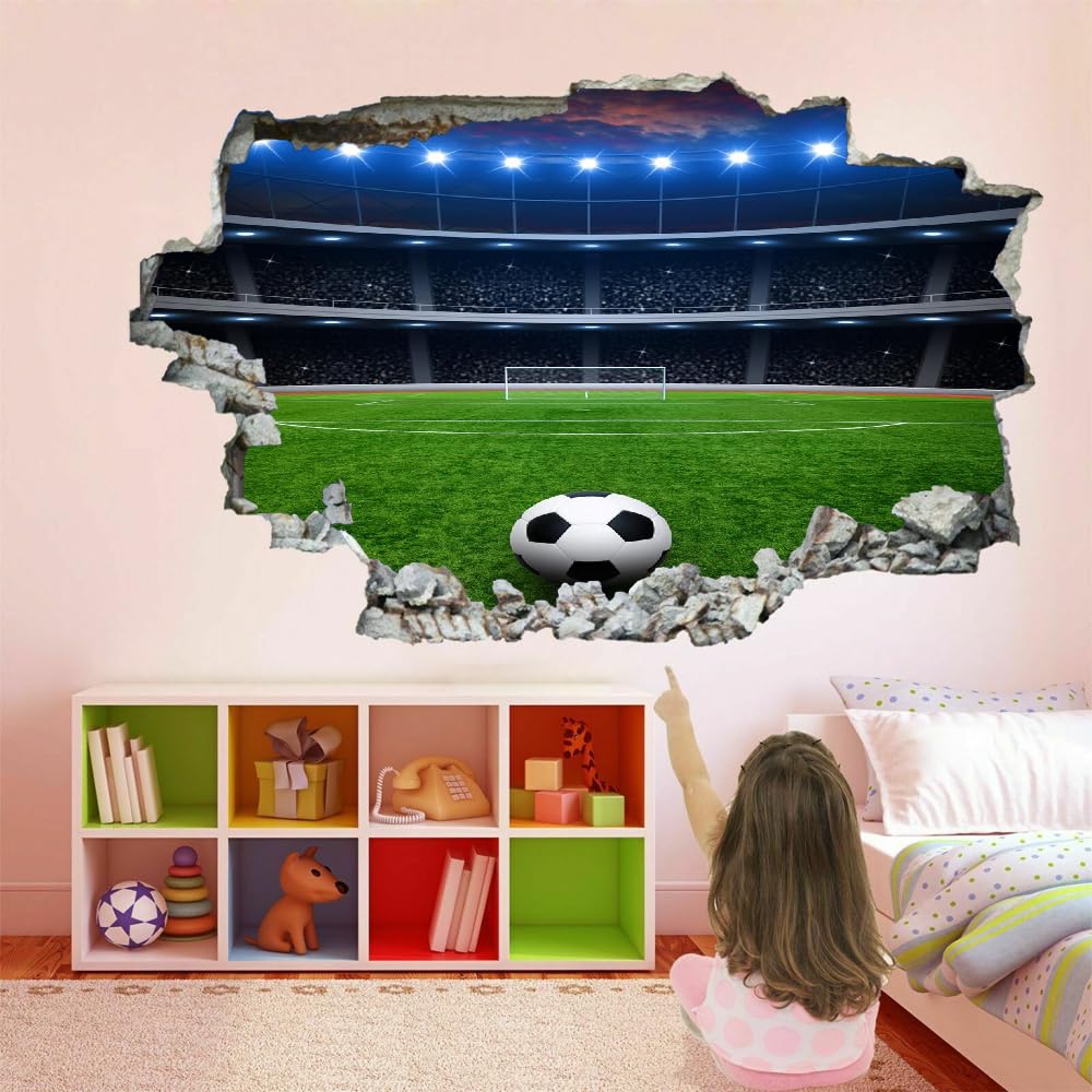 3D Wall Sticker Room Decor Camera Da Letto Decal Campo Da Calcio Tatuaggio Murale Rimovibile Per Bambini E Bambine Gli Sport Adesivo Decorativo Per Decorazioni Per La Casa Adesivi Murali