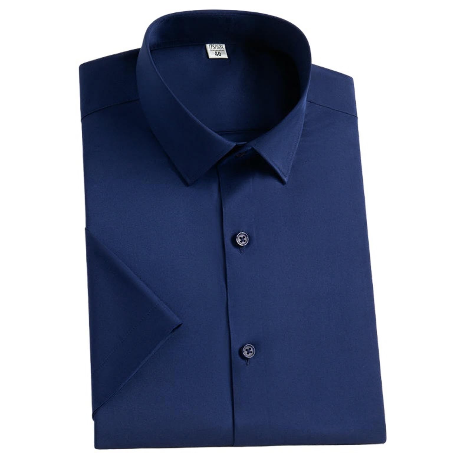 Camicia a maniche corte da uomo estiva casual tinta unita elasticizzata senza pieghe