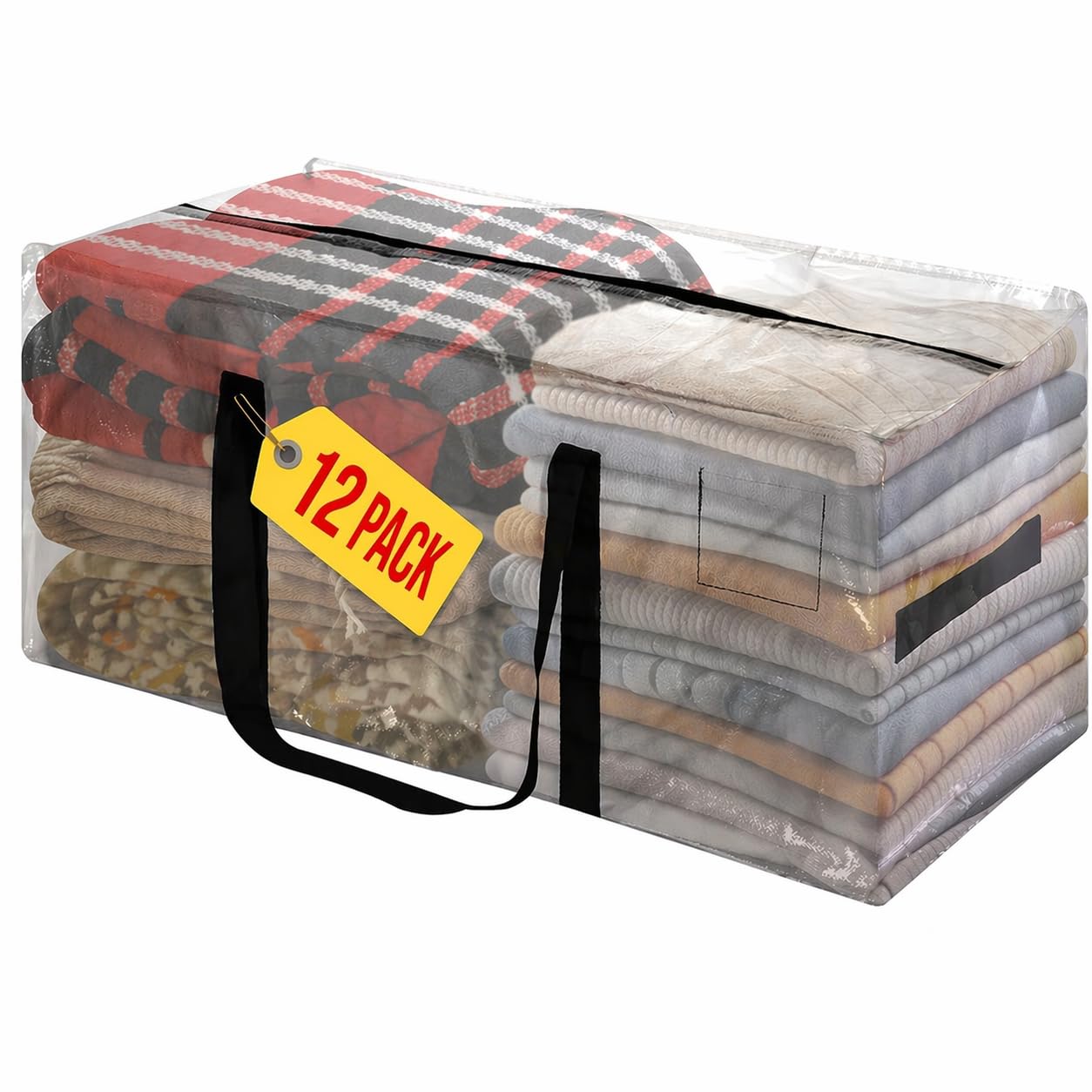 90L Heavy Duty Moving Bags/Storage Totes, Water-Resistant Packing Bags - 74 x 33 x 36cm (12)