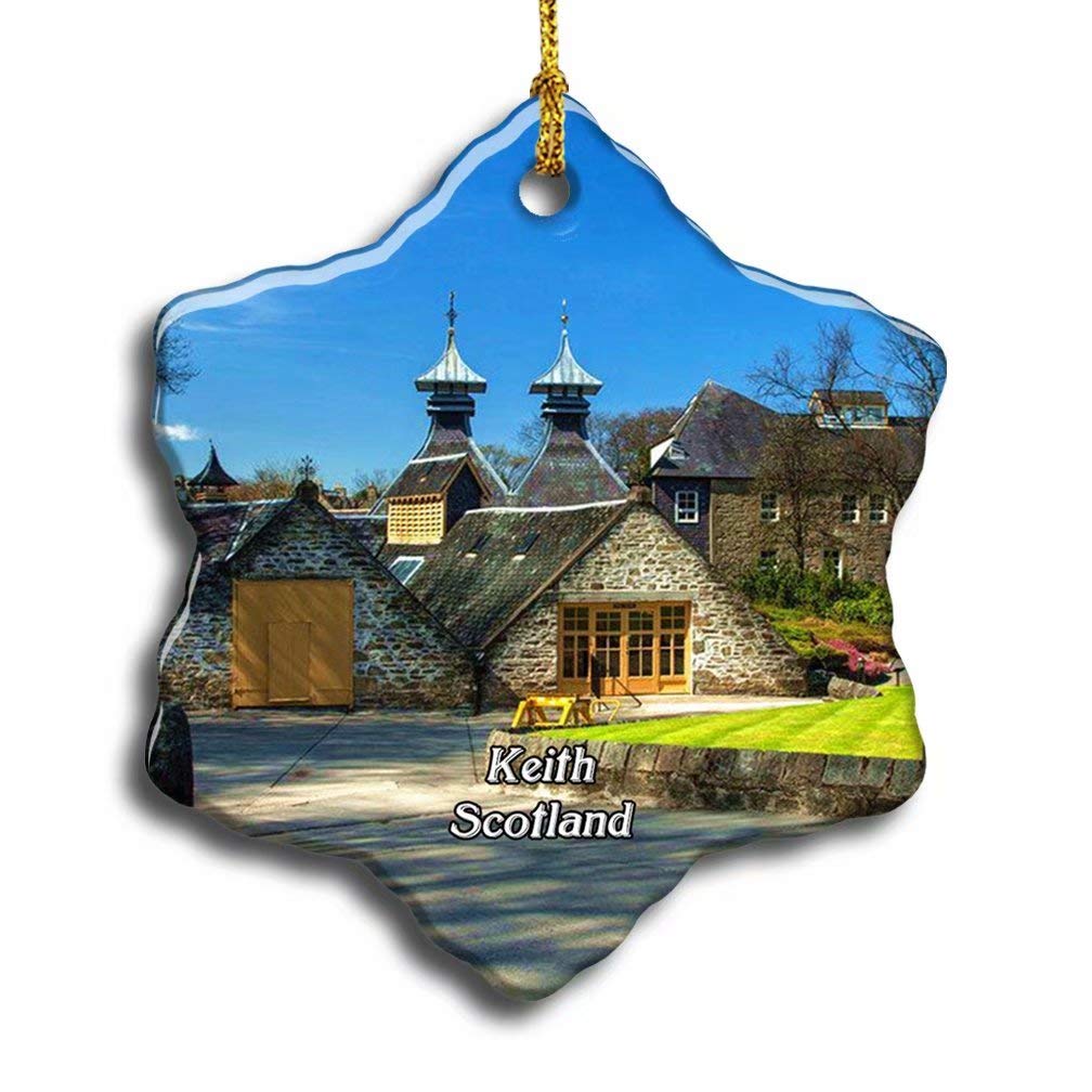 UK Scotland Keith Strathisla Distillery Home of Chivas Personalized Xmas Tree Porcelain Decorations Double Sided Snowflake Ceramic Souvenirs for Valentine's Day for a Loved One Decor Travel Gift