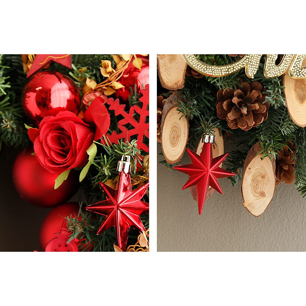 Wieniec bożonarodzeniowy, wień na drzwi Wieniec rattanowy Impreza świąteczna Home Decor Tree Świąteczna wystawa róż z szyszkami 17,7 cala