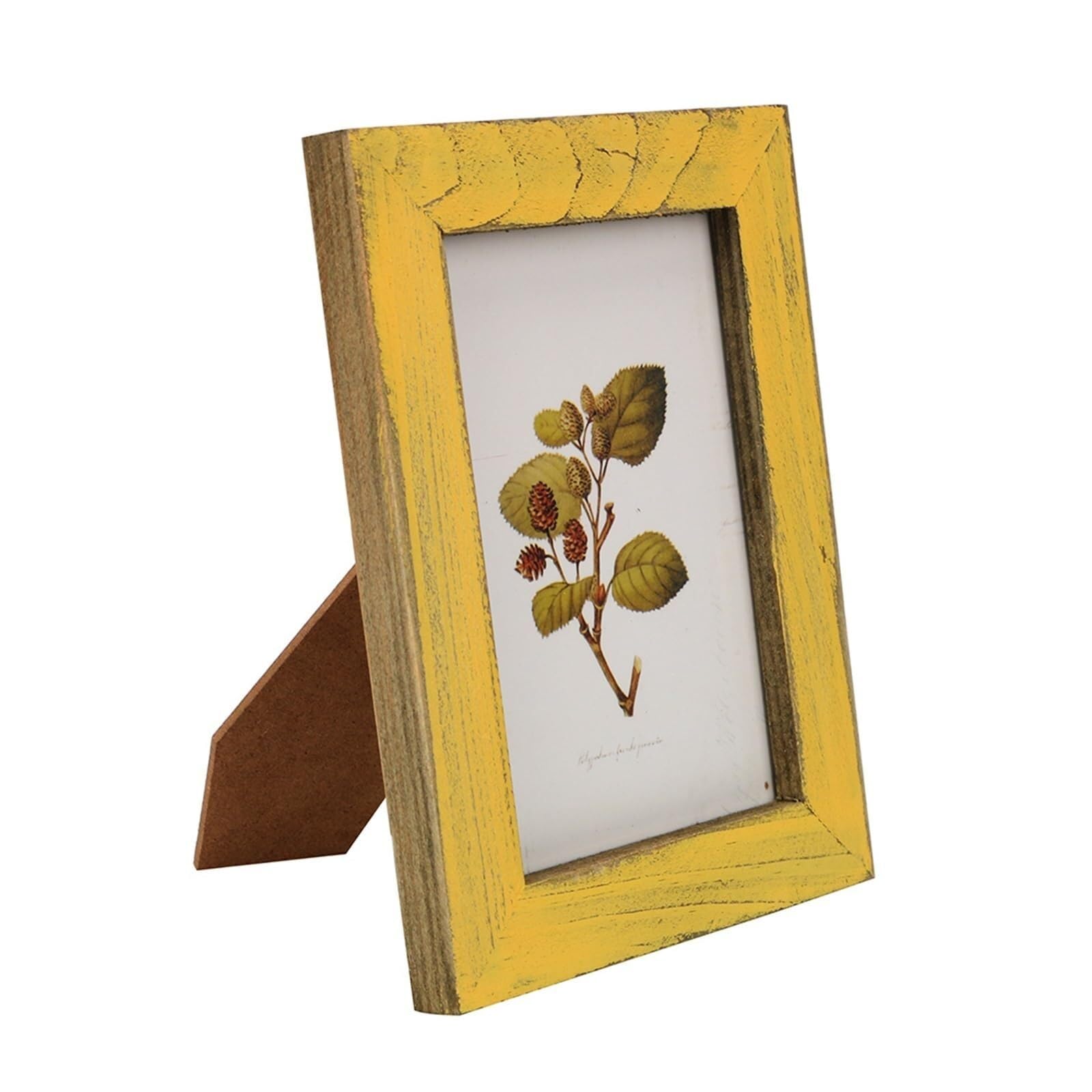 Vfdthr Yellow Photo Frames 5 Colors Wooden Wedding Couple Pictures Frames Vintage Photo Frame Gift Creative Home Decor(Yellow)