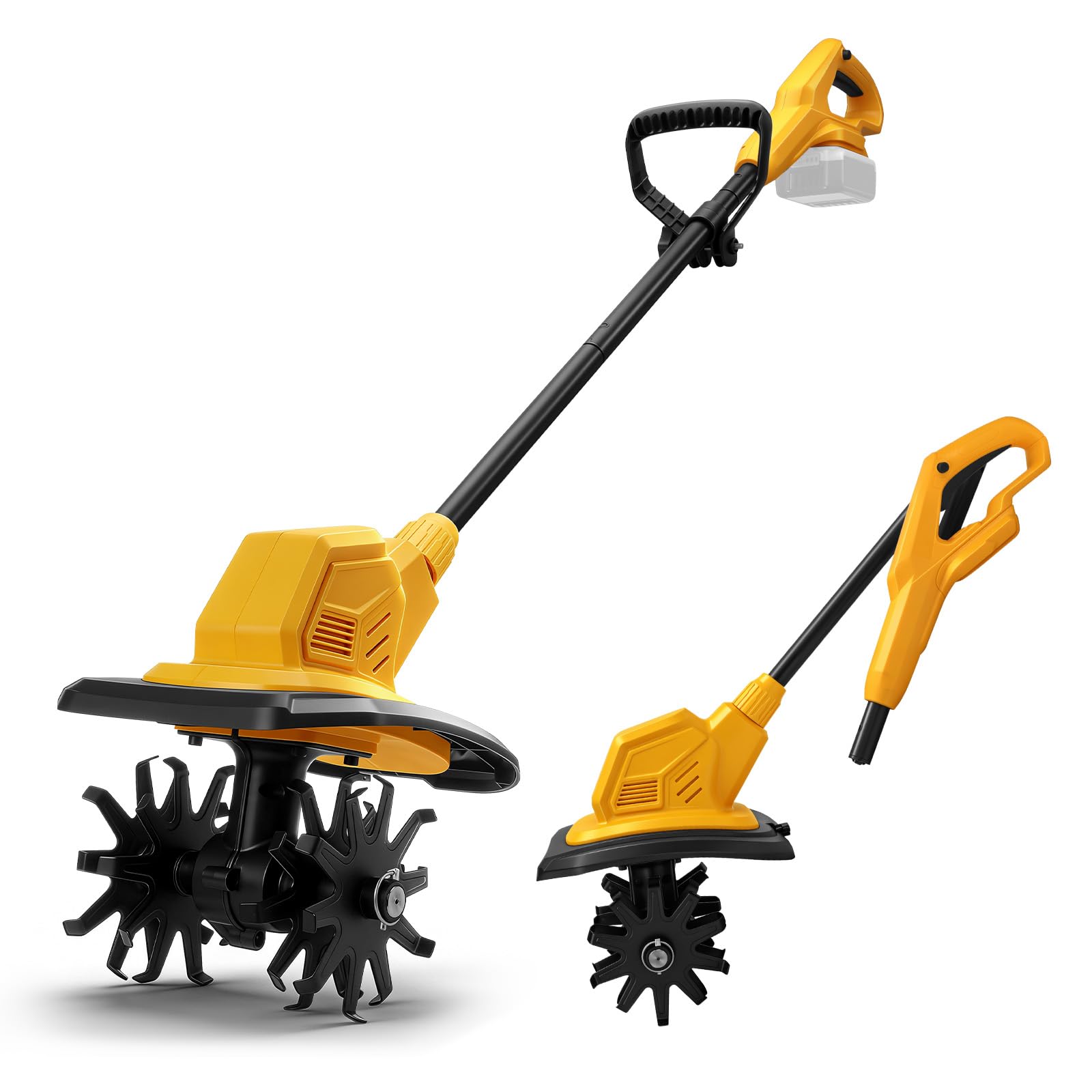 WingFly Motobineuse sans Fil pour Dewalt 20 V Batterie, 800 W motoculteur électrique, Moteur sans balais, Vitesse 387 TR/Min, Profondeur de Travail 18 cm et Largeur de Travail 20 cm (sans Batterie)