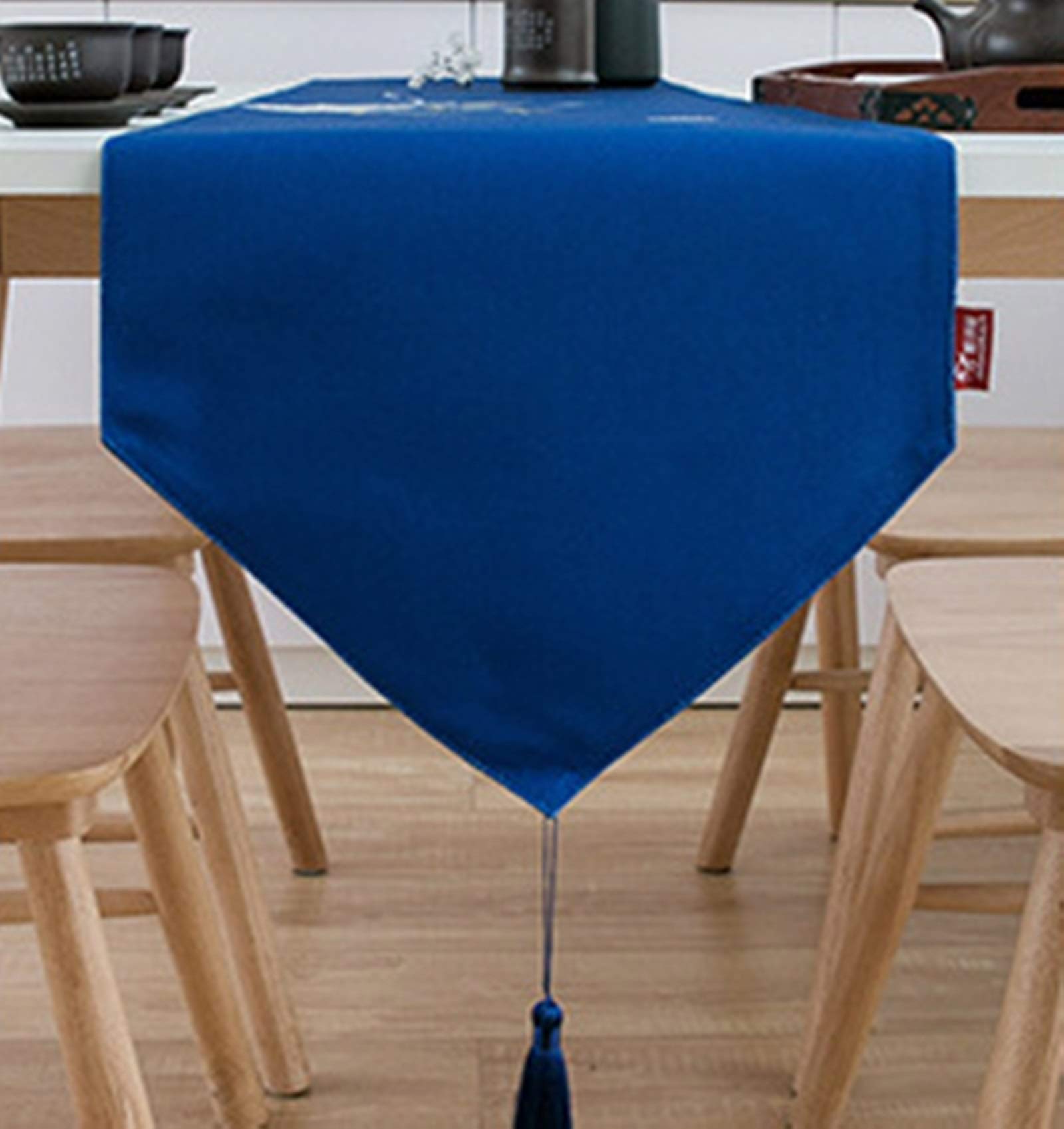 Runner da tavola natalizio rustico, per feste da tè, 33 x 270 cm, in poliestere, motivo orchidea blu, lavabile