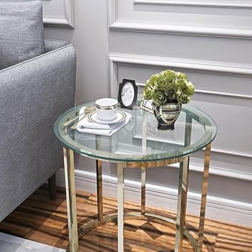 Round Tempered Glass Table Top Clear Glass 1/4" Inch Thick Flat Polished Edge Transparent + Glass + 20"
