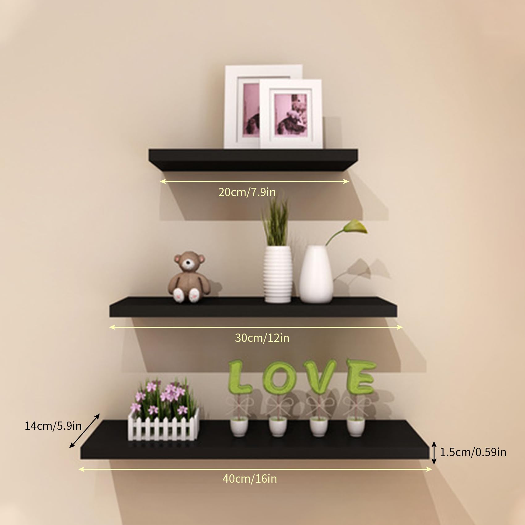 Amazon.co.jp: SAVORLIVING 壁取り付けフローティングシェルフ 3個