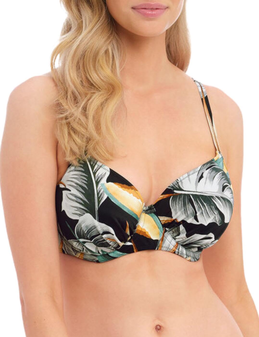 Fantasie Women's Bamboo Grove Underwire Gathered Full Cup Bikini Top, Jet, 38DD