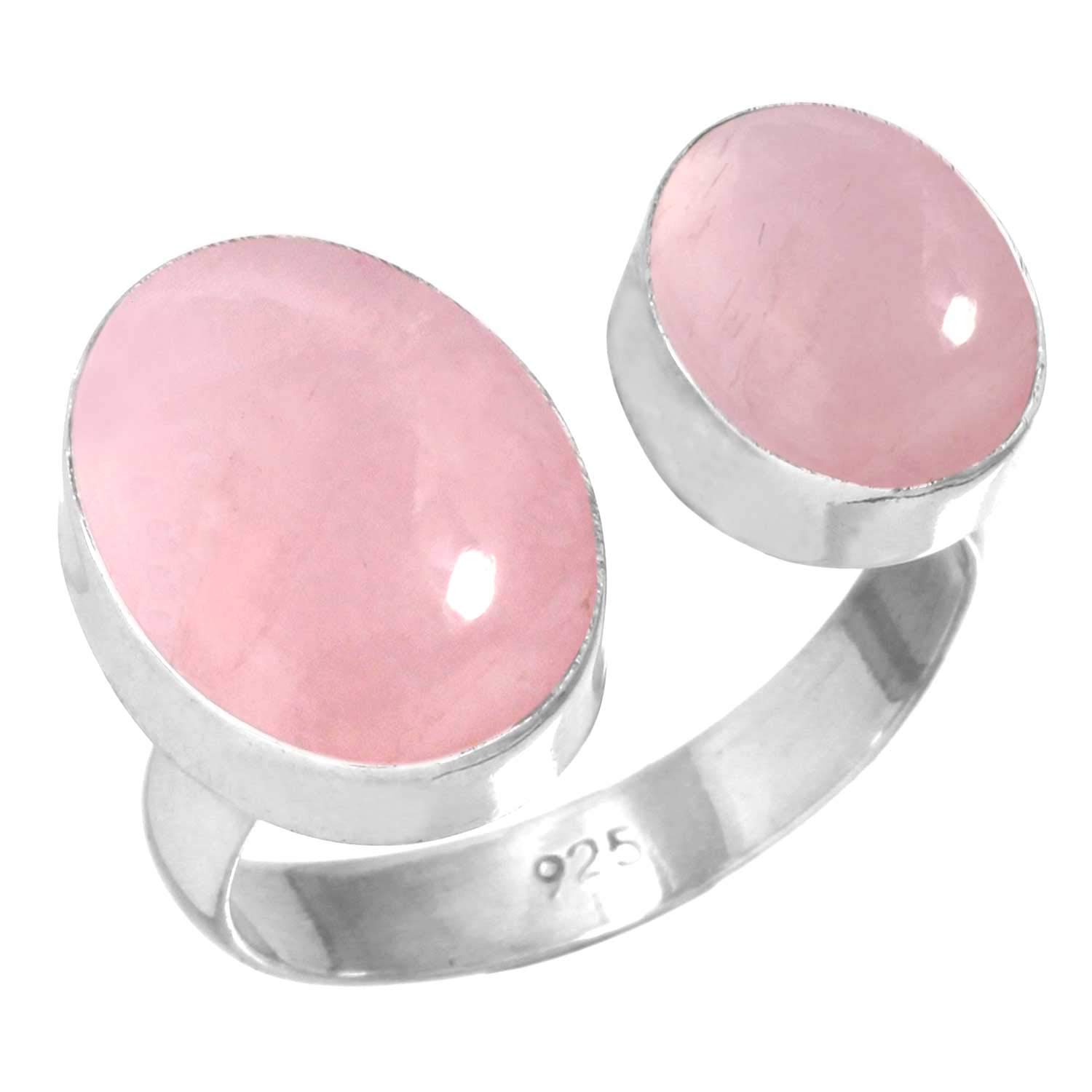 Echter 925 Sterling Silber Handgefertigter Schmuck Oval Bernstein, Granat, Perle, Rosenquarz Natürlicher Edelstein Boho Ring für Frauen