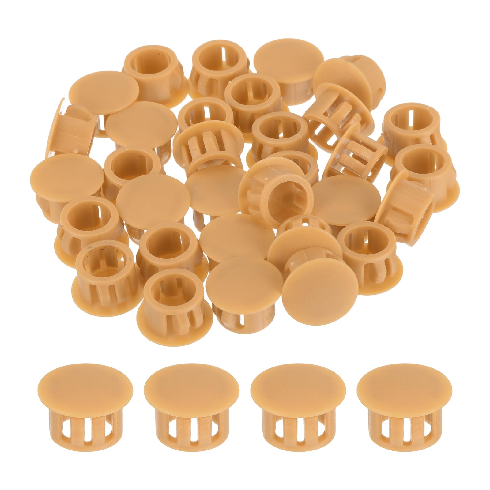 sourcing map 32PCS 13mm(1/2") Orange Plastic Hole Plugs, Flush Type Panel Hole Plugs Insert End Caps for Locking Hole Tubes Furniture Cabinet โ image 1