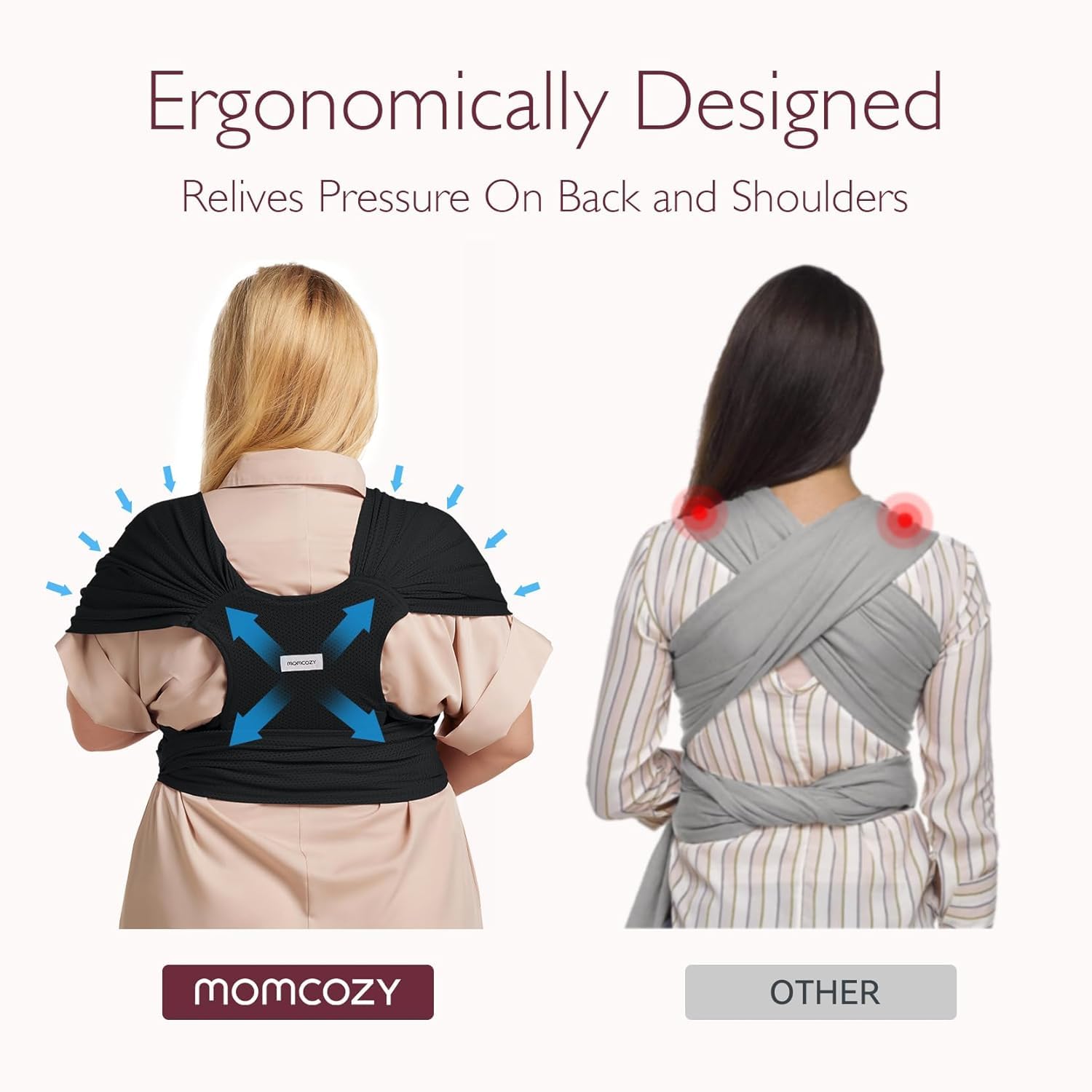 Momcozy Regulowana chusta z klamrą do noszenia dzieci noworodków z siateczką Air-Mesh, łatwa do noszenia chusta dla dzieci, do małego dziecka (3,6-15 kg), odpowiednia do obwodu talii 76,2-119,4 cm