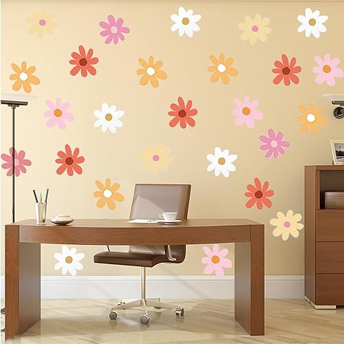 Miniatura 6 de 8 hojas de calcomanías de margaritas para decoración de pared, calcomanías de vinilo de flores para despegar y pegar, calcomanías de pared de