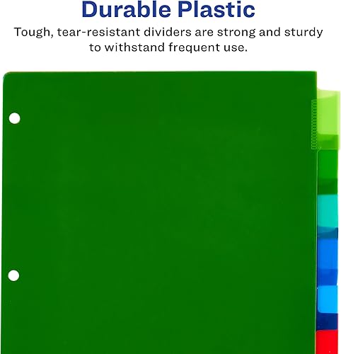 Miniatura 4 de Avery Separadores para carpetas de 3 anillas, separadores de carpetas de 8 pestañas, separadores de carpetas de plástico, pestañas grandes