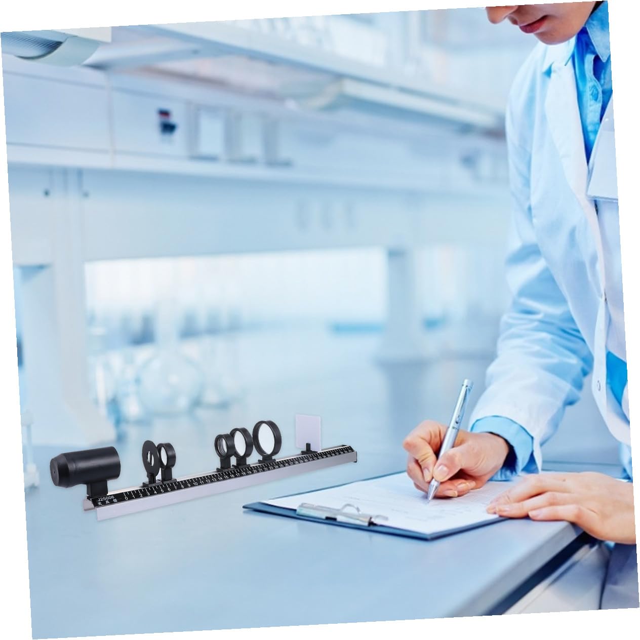 GLEAVI Juego de óptica didáctica kit laboratorio físico con lentes cóncavas convexas espejo óptico instrumentos ópticos experimentos científicos 19,7 x 3,1 x 2 pulgadas