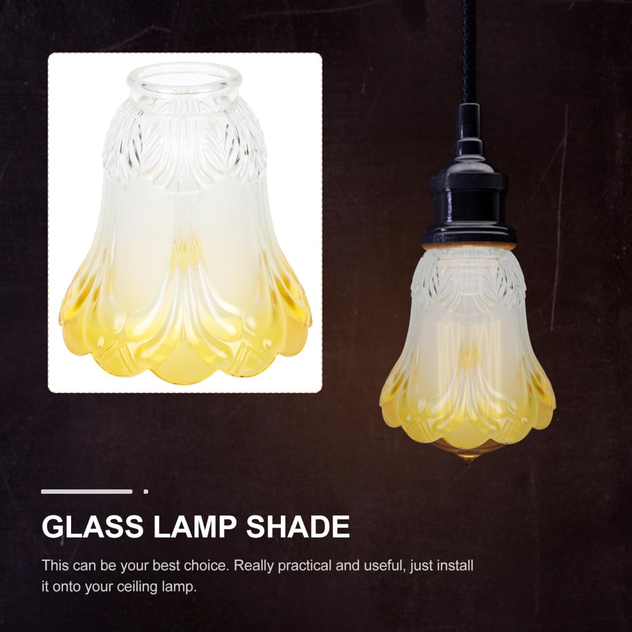 TEHAUX Small Frosted Glass Lamp Shade - Flower Lampshades Ceiling Fans Pendant Light Shade Cover Replacement for Ceiling Fan and Indoor Table Lighting Top 1.5" Fitter Size, 5" Bottom x 5" High