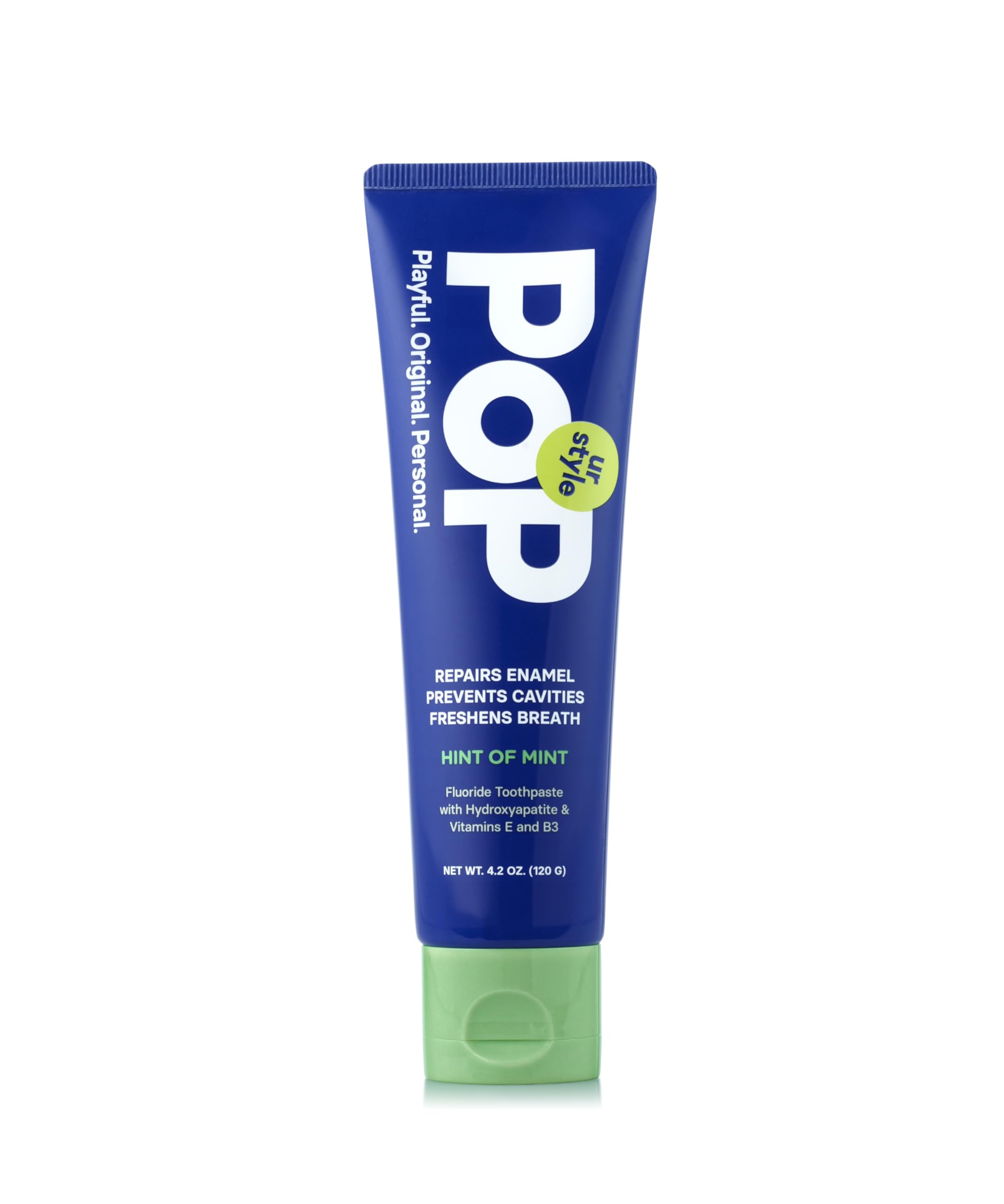 POP Feeling Hint of Mint Toothpaste with Hydroxyapatite & Vitamins E & B3 - Natural Niacinamide Teeth Whitening & Plaque Remover Formula - Bathroom &