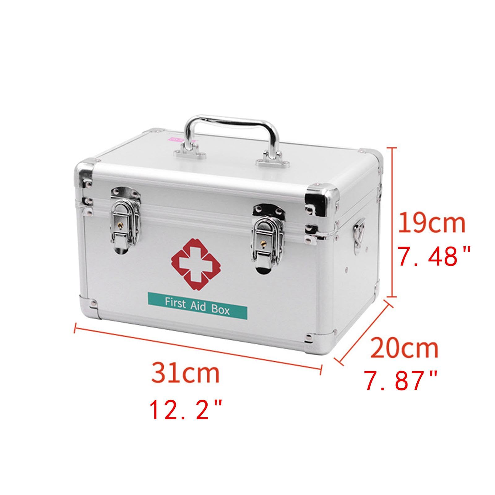 Botiquín de Portátil Caja de Almacenamiento Vacía con Correa Ajustable Cierre con Llave y Organización Interna Adecuada para Viajes, 31x20x19cm