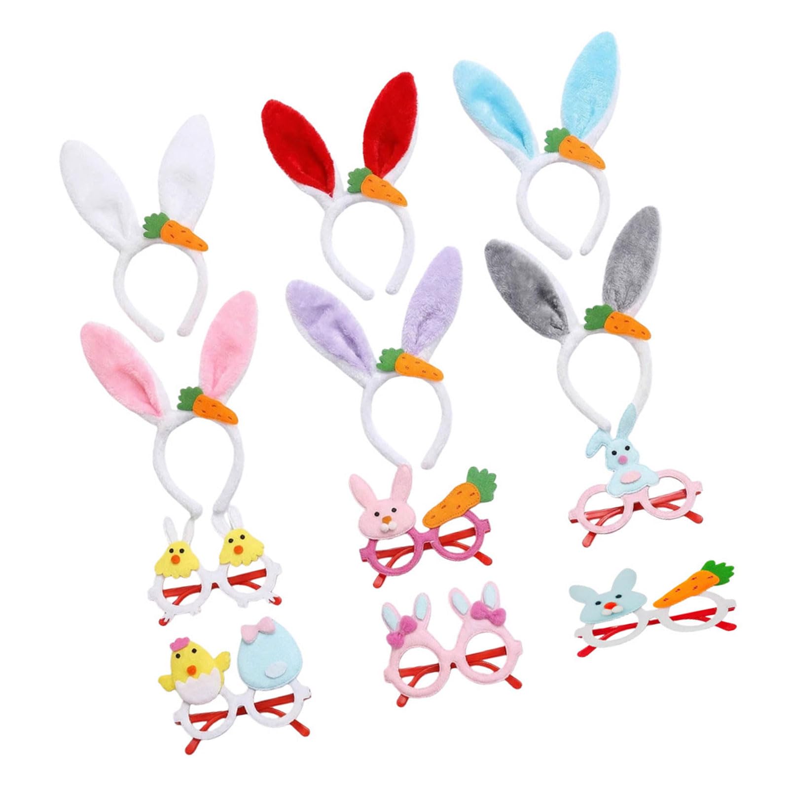 alloneslife Adorable Plush Easter Headband Hare Ear and Carrot Hairband for Women Girl and Festival Celebration Easter Celebration Accessories