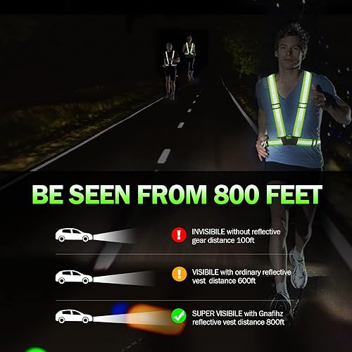 Miniatura 5 de Chaleco reflectante para correr, correas reflectantes, chaleco de seguridad de alta visibilidad para correr de noche, ciclismo, motocicleta, chaleco