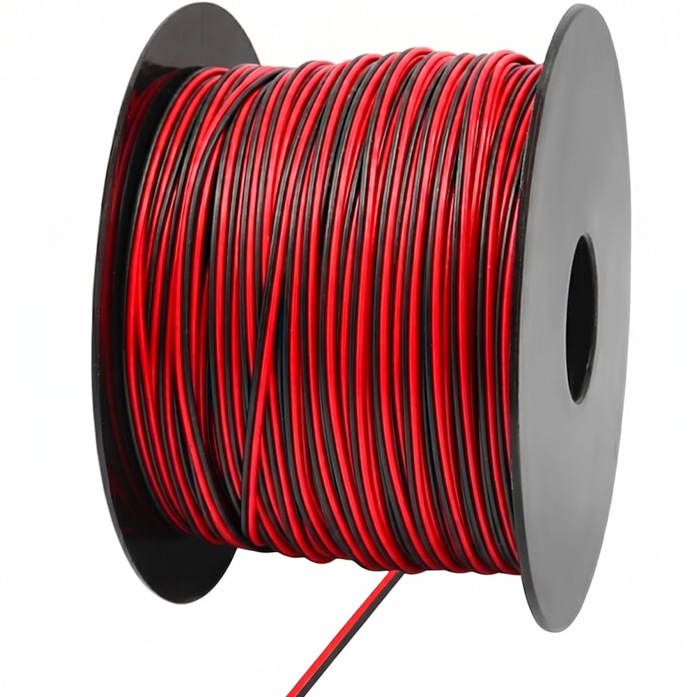WITTKOWARE Zwillingslitze 2x0,14 mm² | 100 m Spule Rot & Schwarz | Kupfer feindrähtig flexibel | 1 Stück