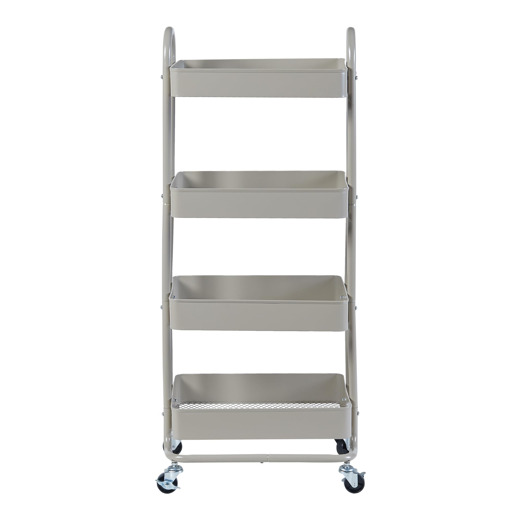 [en.casa] Chariot de Service Polyvalent Desserte Cuisine Salon Salle de Bains 4 Paniers Étagère de 4 Surfaces Meuble de Rangement Acier 104 x 46 x 35 cm Rouge