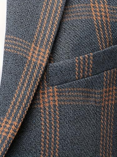 Men's Plaid Suit 2-Piece Slim Fit, One Button Tuxedo Blazer Vest Pants, Business Formal4