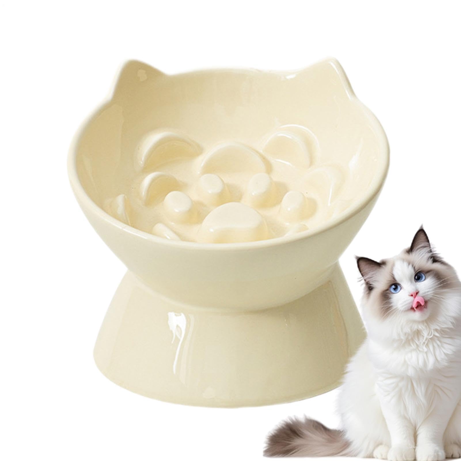 Rialzata Sopraelevata Per Gatti Mangiatoia Lenta Anti-Ingordigia in | Ciotole Sopraelevate Per Gatti per Interni Soggiorno Cucina Casa Appartamento Terrazzo