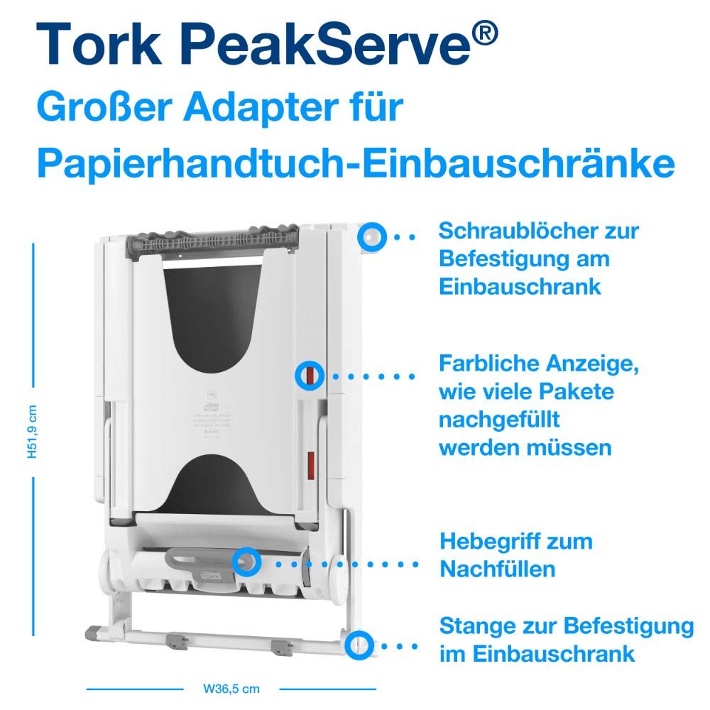 Tork PeakServe® Großer Adapter für Papierhandtuch-Einbauschränke H5 Hohe Kapazität 552512