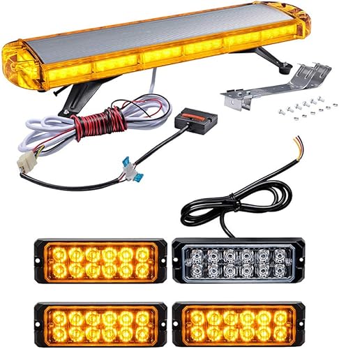 CORP - Juego de 1 barra de luz estroboscópica de 30 pulgadas, 56 luces LED de techo y 4 piezas de 12 LED, súper fina, ultra delgada, lámpara