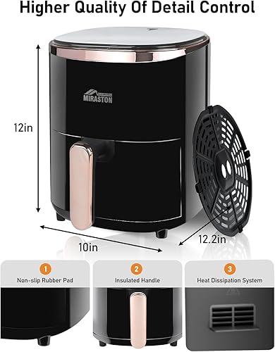 Miniatura 6 de Freidora de aire compacta de 3.6 cuartos de galón para comidas rápidas simples y aperitivos, pantalla táctil inteligente con 9 recetas