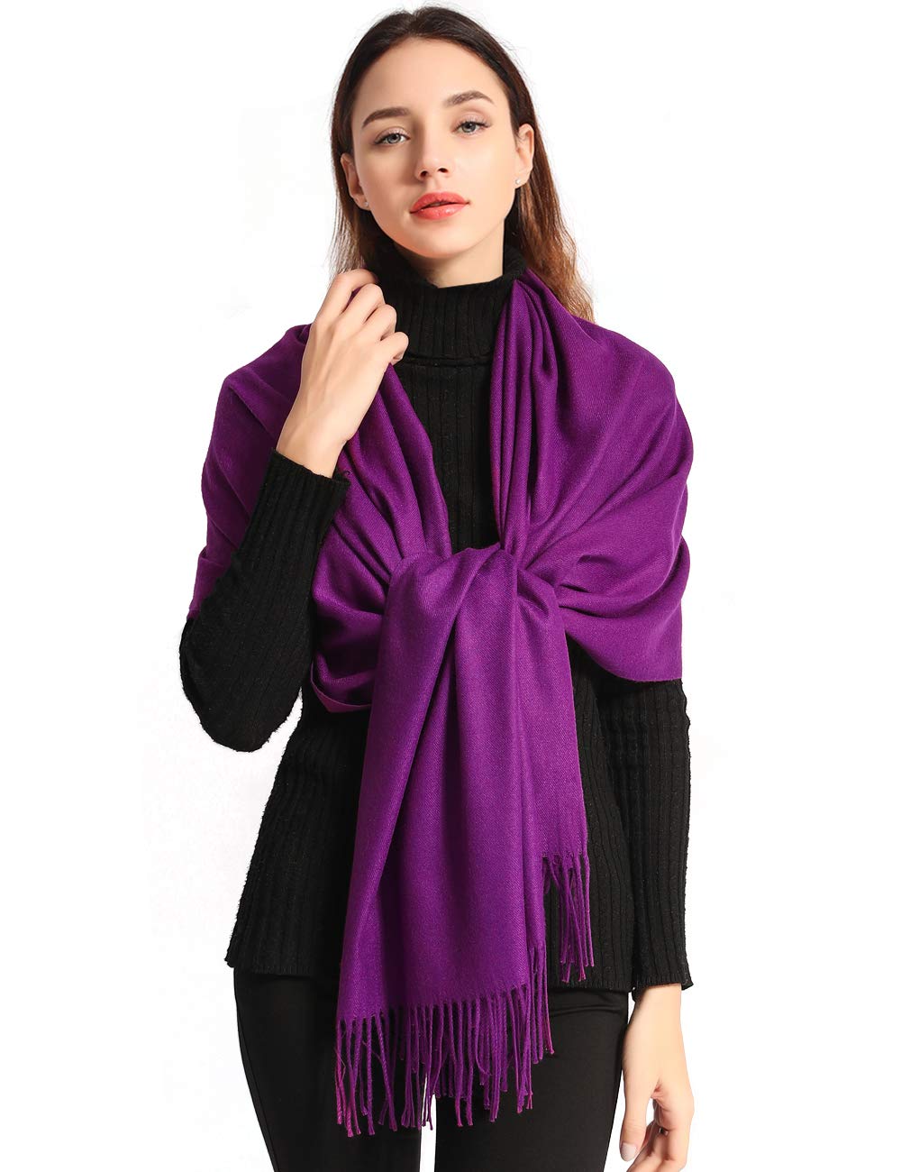 Pashmina Scarves for Women Shawl Wraps Wedding Mens Cashmere Scarf Wool Scarfs (Purple)(Size: 200cm X 70cm)