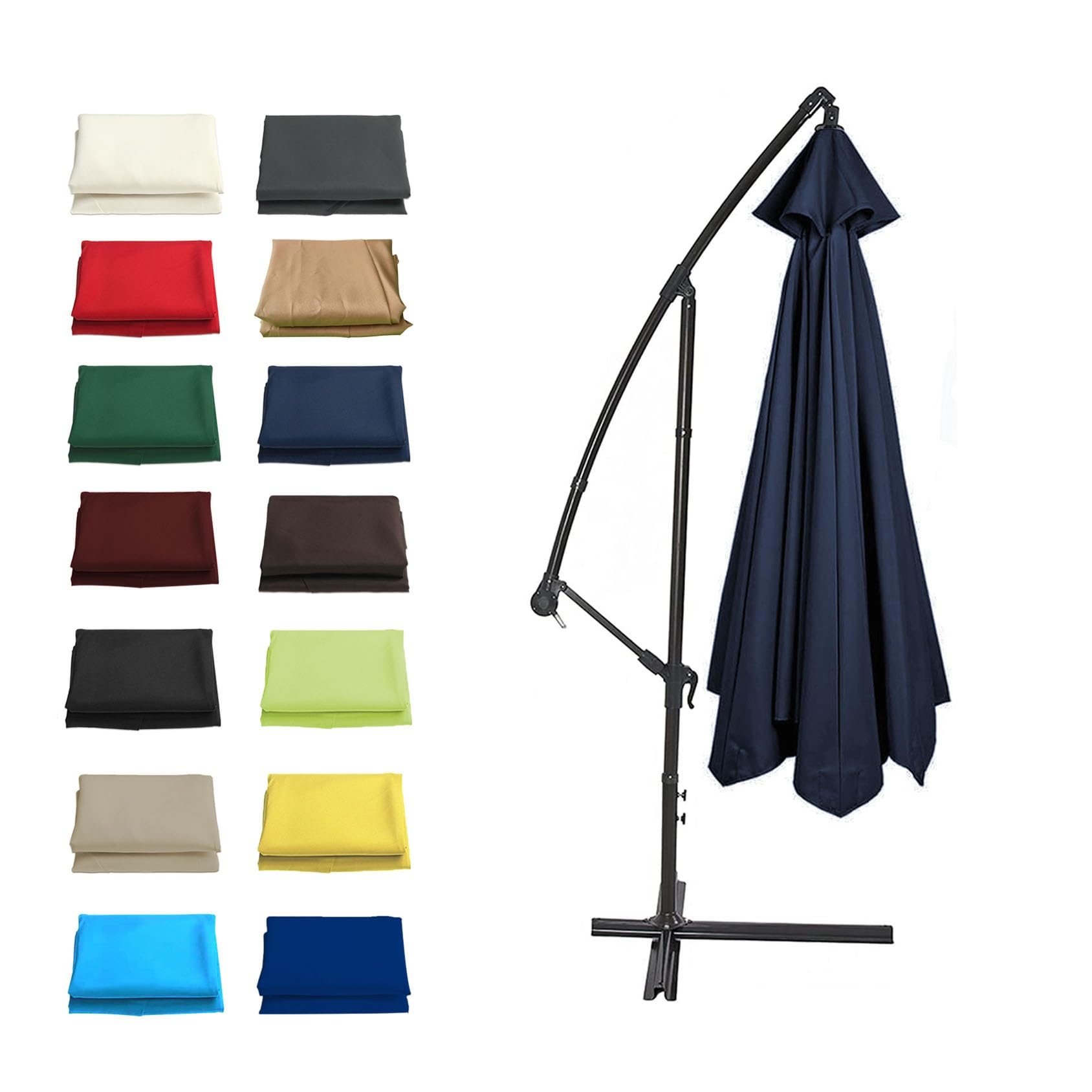 GZDXBF 6 Ribs / 8 Ribs Umbrella Fabric Canopy Cover, 200/270/300cm Patio Umbrella Replacement Cloth Canopy, Easy To Install/Washable/Breathable(Color:Navy blue,Size:8 ribs: 2.7m/8.8ft)