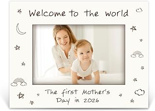 Baby Emoji Photo Frame - L Love You - Star And Moon Themed Blue Horizontal Frame Suitable For 4X6 Inch Photos, Baby'S Full Moon Photo, Gift For Mother, Office/Home Desktop Decoration - A11