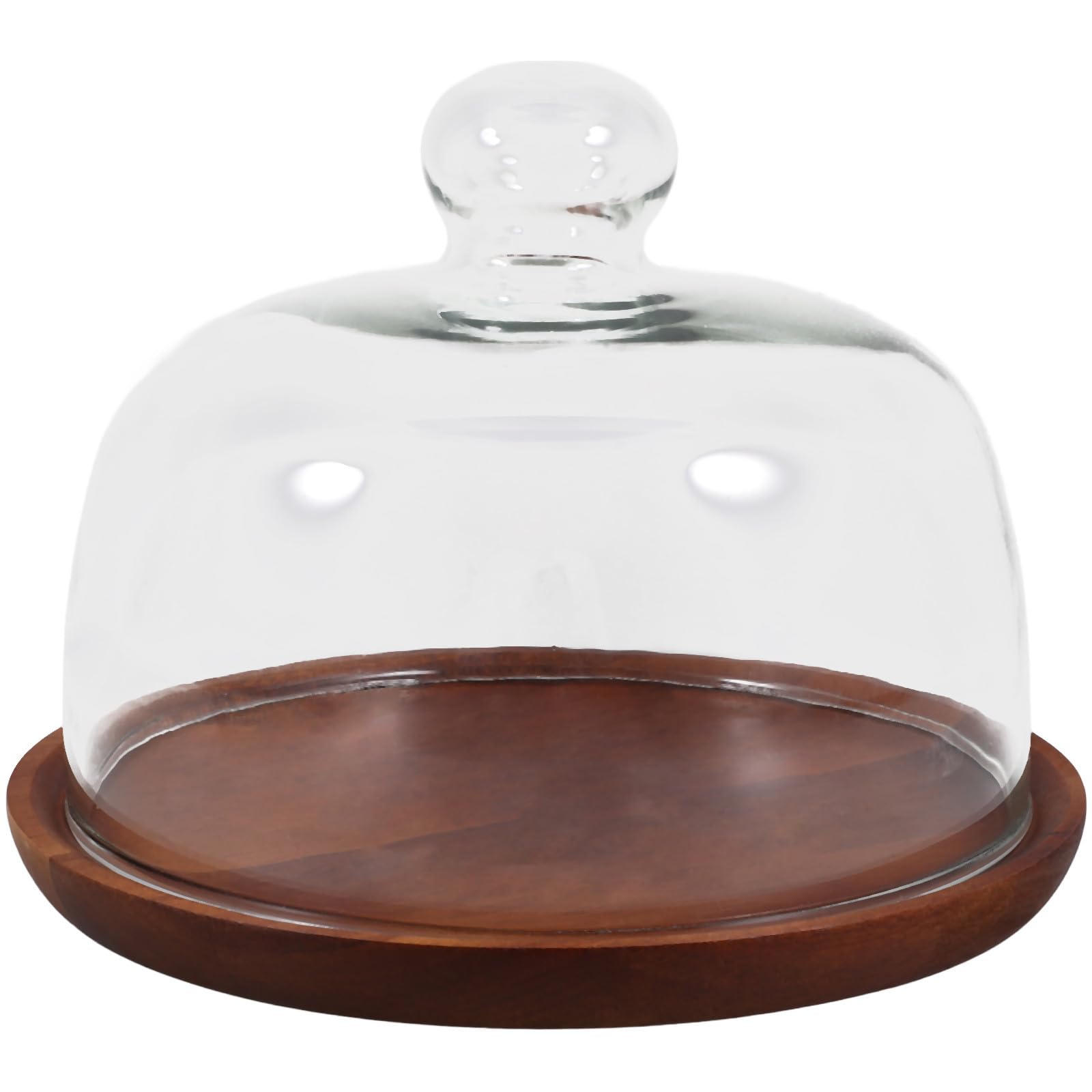 iplusmile Cúpula de Vidrio Diseño Elegante para Servir y Almacenar Bandeja de Madera y Tamaño Adecuado Pasteles y Postres para Cumpleaños y Escritorio