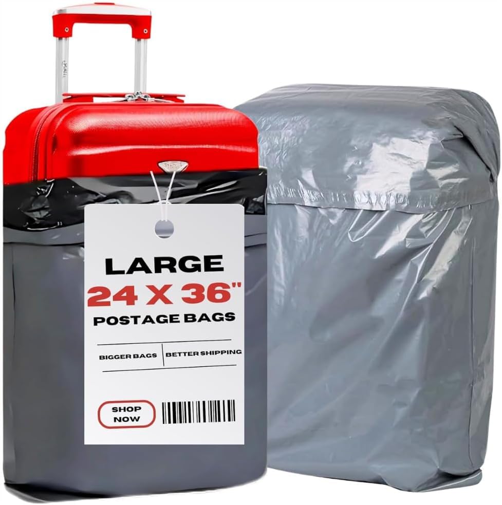 Apex Business Supplies 10 PcsLarge Grey Postage Bags 24 x 36 Inch, Extra Strong Self Seal Mailing Bags, Waterproof Polythene Parcel Bags for Clothes, Bedding, Storage & Packaging