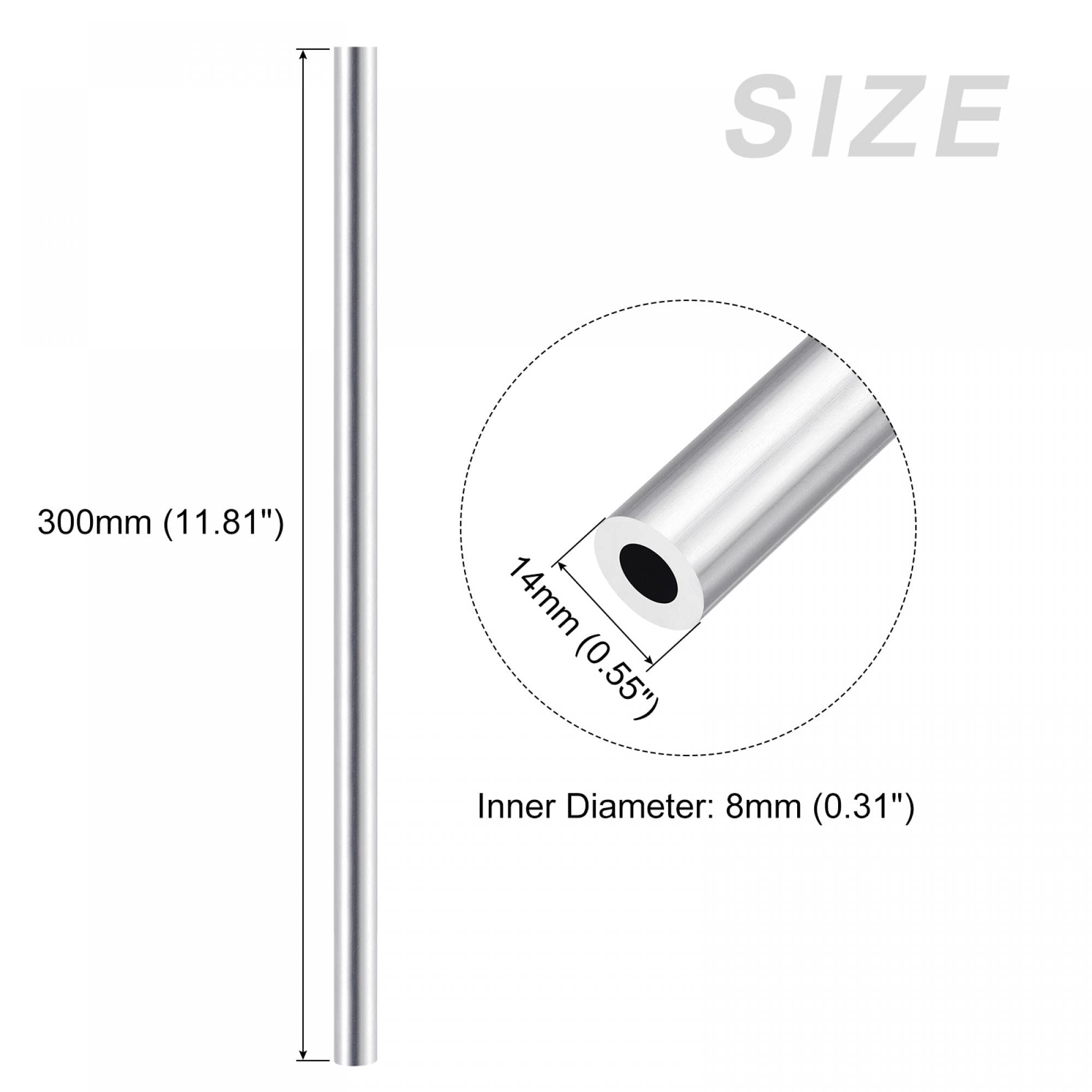 Tube Rond Aluminium 6063 30cm Longueur 14mm OD 8mm ID - Sans Soudure Droit