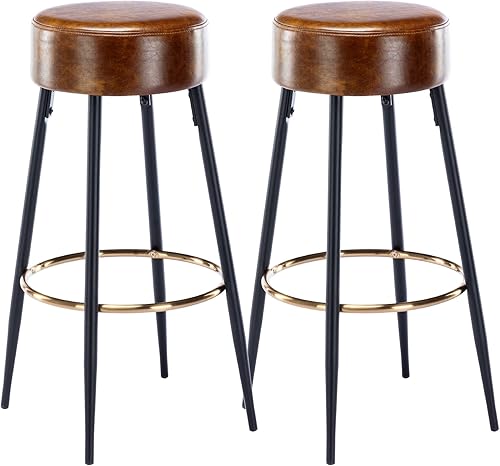 Miniatura 25 de DUHOME Juego de 2 taburetes de bar de altura de mostrador, taburetes tapizados de terciopelo para cocina, 24 pulgadas de altura con reposapiés Negro
