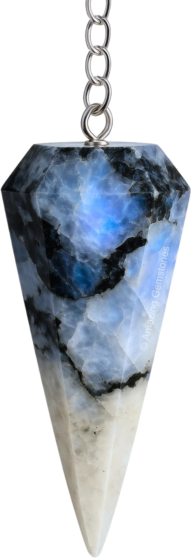 Amazing Gemstone Rainbow Moonstone Crystal Pendulum for Divination - Certified Dowsing Crystals and Healing Stones for Chakra Balancing and Meditation - Enhance Reiki Spiritual Growth
