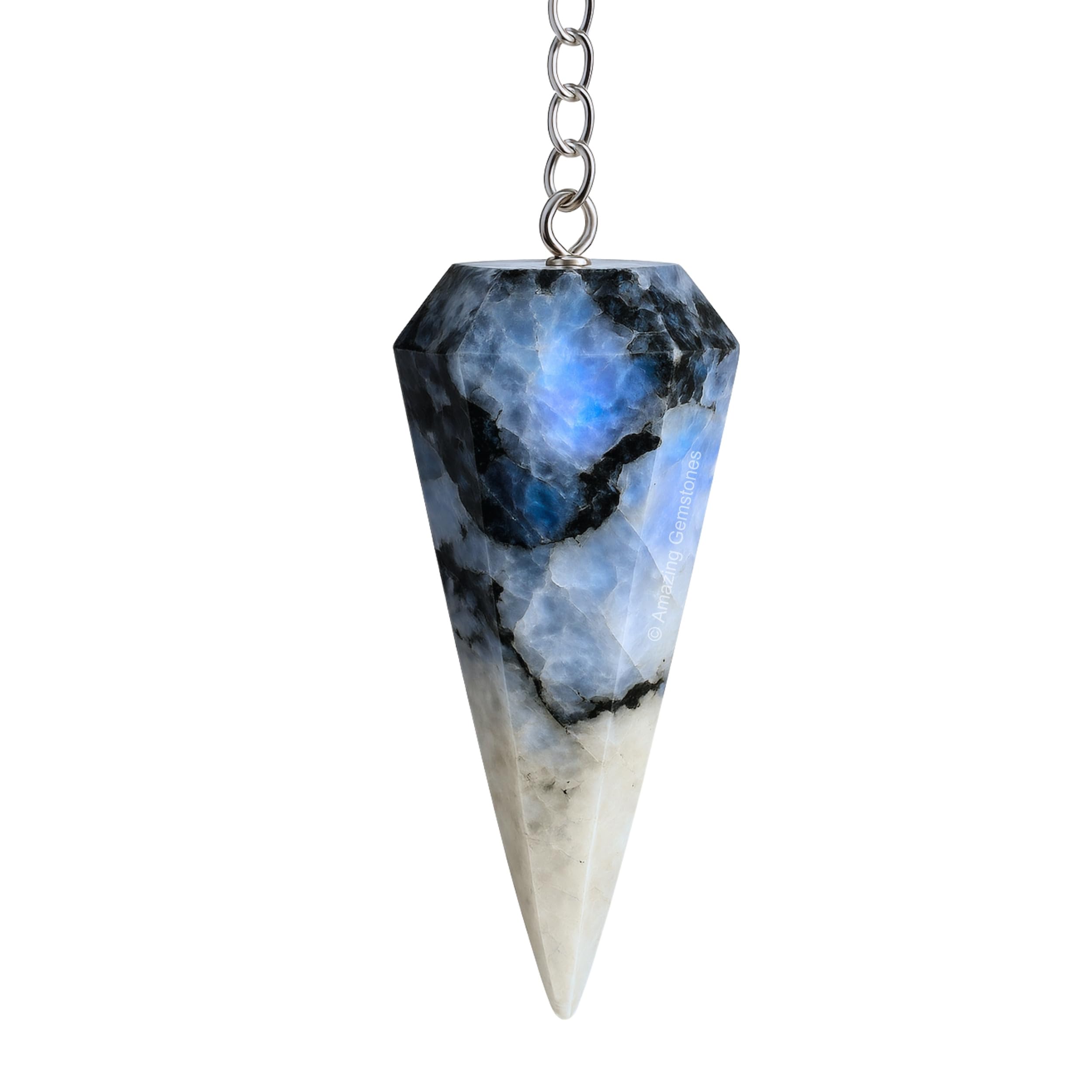 Amazing Gemstone Rainbow Moonstone Crystal Pendulum for Divination - Certified Dowsing Crystals and Healing Stones for Chakra Balancing and Meditation - Enhance Reiki Spiritual Growth