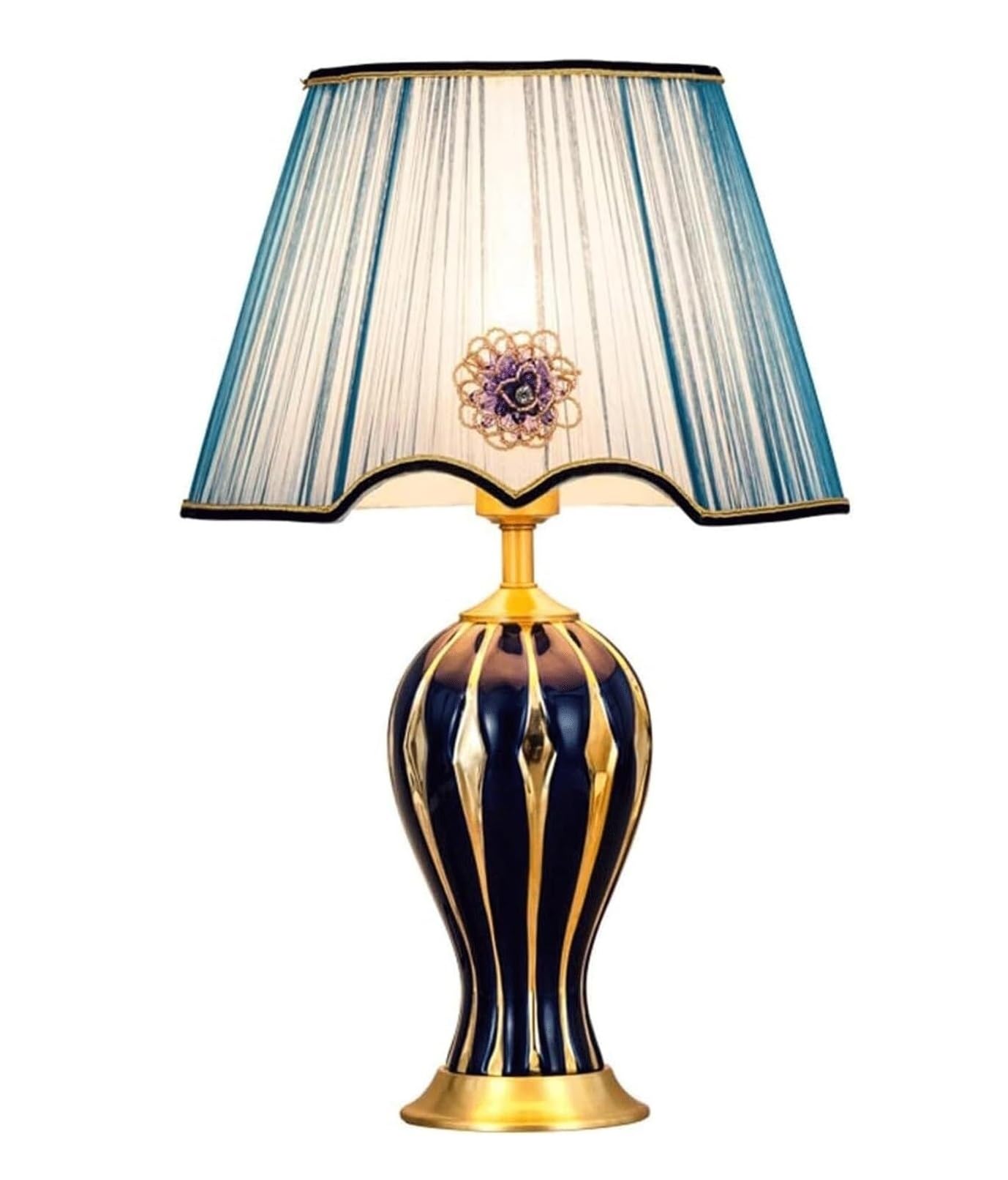 AZHKJKZH Table Lamp Ceramic Table Lamp Modern Light Luxury Bedside Fabric Lampshade Nightstand For Living Room Bedroom For Home(C)