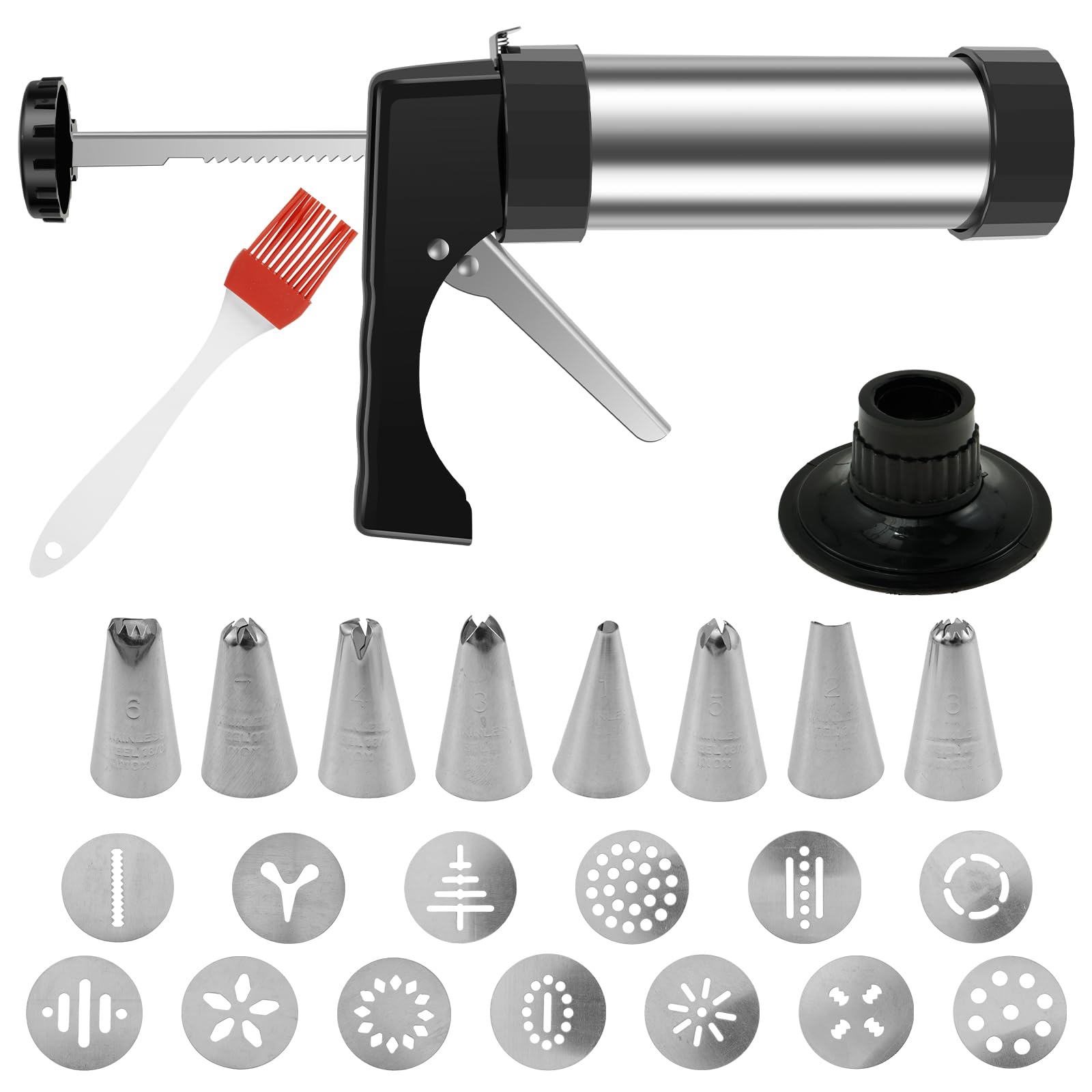 Stainless Steel Biscuit Maker Set Reusable Rust Proof Biscuit Maker Machine Multipurpose Spritz Cookie Press Set With Ergonomic Handle for Cake Cookie