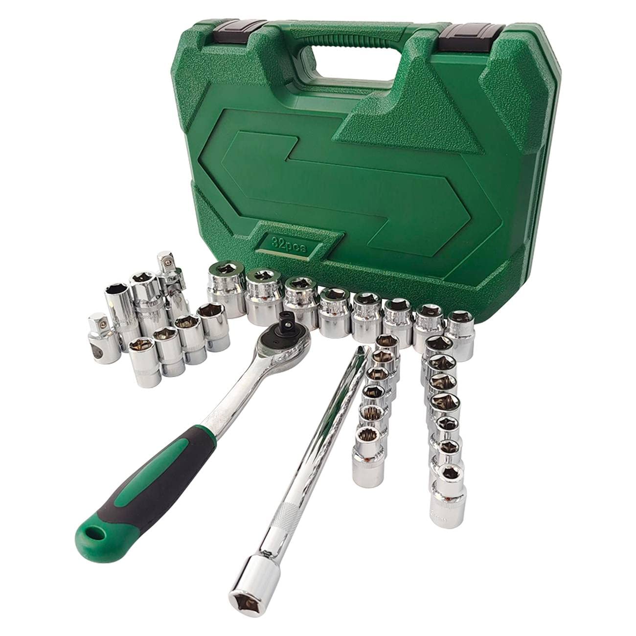 Lot de 32 outils de mécanicien de 1,3 cm avec clé à cliquet, barres d'extension et joint universel pour réparation automobile et ménage