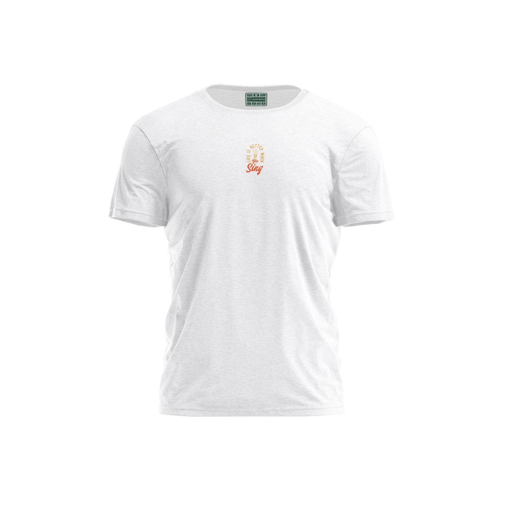 Bona Basics, Digitally Printed, Men's Basic T-Shirt,%100 Cotton, White, Casual, Men's Tops, Size: S
