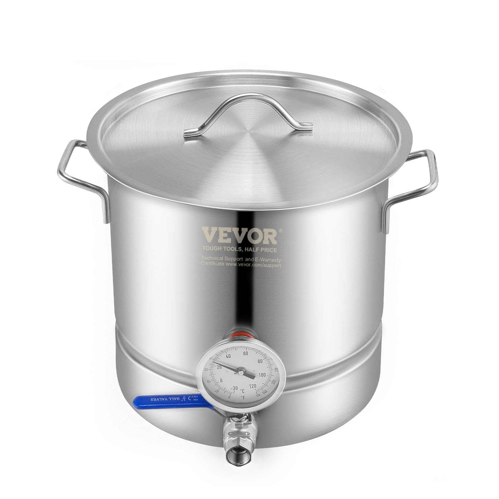 VEVOR Bollitore per birra da 18,92 l, set per birra da 280 x 290 mm, impianti per birra in acciaio inox con doppio indicatore di temperatura e fliter, adatto per birre, vini rossi, ecc.