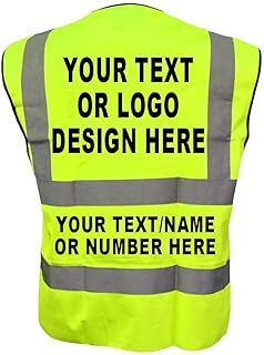 Personalised Hi vis safety vest Customise Hi vis vests or waistcoat Get Printed High vis viz vest or Jackets with Your Text/Logo EN471 Class2: Customise Any Logo/Design for business promotions