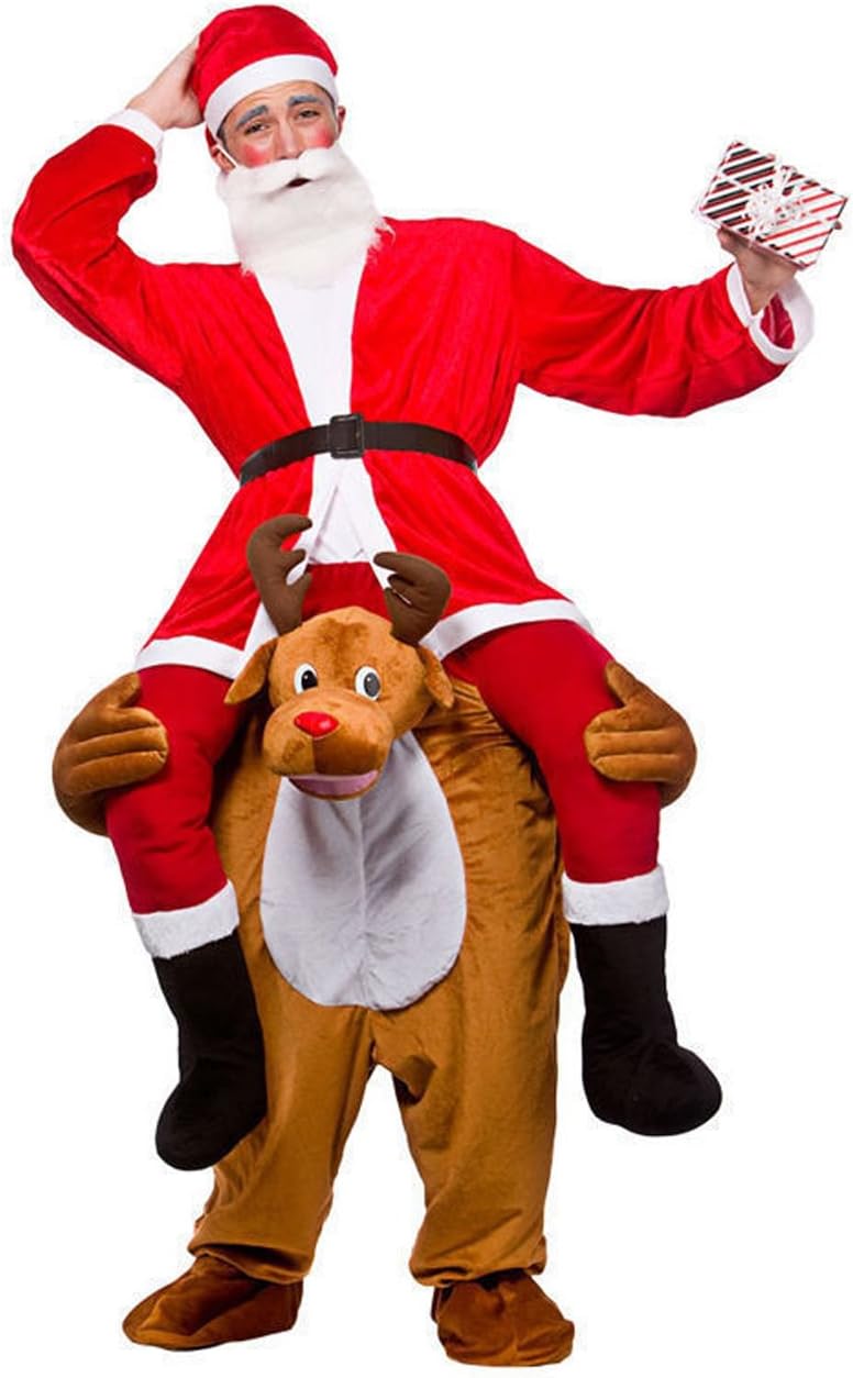 k228 Carry Me Ride On Novelty Reindeer Mascot Fancy Christmas Dress Costume
