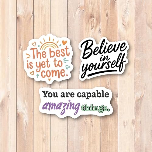 Miniatura 2 de Paquete de 3 calcomanías motivacionales con citas  Believe in YourselfThe Best is Yet to ComeYou are Capable of Amazing Things  Calcomanías de
