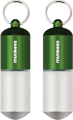 munkees Pastillero portátil grande impermeable cápsulas EDC llavero, botella de píldora de viaje para camping, senderismo, mochilero, contenedor