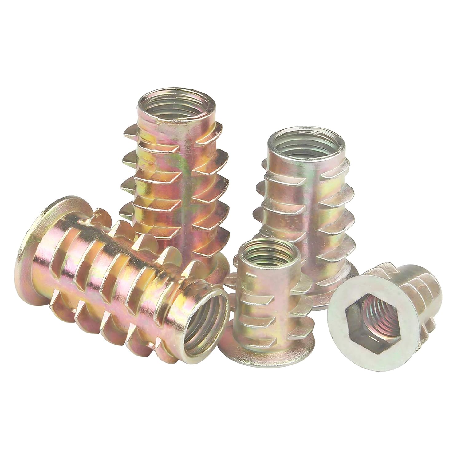 Qrity Dadi a Testa Esagonale Filettati in Lega di Zinco, 20 Pezzi M8 x 13mm Dadi con Inserto Filettato, Dadi Filettati per Legno per Mobili